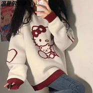 溫蔓爾女孩毛衣10-15歲秋冬學(xué)院風(fēng)卡通刺繡毛衣女學(xué)生韓版寬松軟糯百搭 米白色(單件毛衣) 165 S(建議80-90斤)