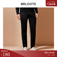 Brloote/巴魯特九分牛仔褲男彈力修身小腳秋季黑色商務(wù)休閑褲 黑色 175/82A