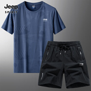 JEEP SPIRITJEEP吉普T恤男士休閑 8902灰蘭+黑色61621 L