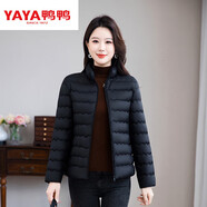 鴨鴨女裝輕薄小棉衣短款中年媽媽裝羽絨服秋冬季洋氣棉服外套棉襖 黑色/立領(lǐng) 3XL 建議【125-135】斤