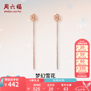 周六福（ZLF）七夕禮物  18K金耳線雪花玫瑰金耳飾送生日女友 一對