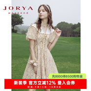 卓雅周末（JORYA weekend）2024夏季新浪漫鉤花翻領系帶蝴蝶結收腰連衣裙EJWDBU78 珊瑚粉 M