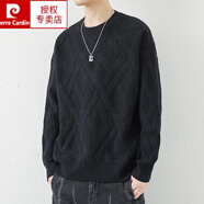 皮爾卡丹本命年大紅色毛衣男秋冬季加厚潮牌寬松慵懶風(fēng)純色百搭打底針織衫 ZCL2201黑色 M (約90-110斤可穿)