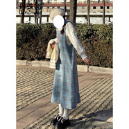 丹珠娜（DanZhuNa）小香風(fēng)連衣裙2025新款法式小個(gè)子秋季穿搭女學(xué)院風(fēng)格紋背帶裙套裝 上衣+背帶連衣裙 S