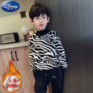 迪士尼（Disney）兒童裝男童冬裝加厚毛衣2025新款中大童男孩秋冬款套頭洋氣韓版潮 黑白條紋【F112斑馬套頭衫】 100