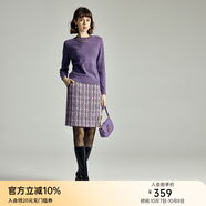 顏域小香風(fēng)半身裙女2025新款冬季復古時(shí)尚中長(cháng)款格子毛呢裙子 紫色 M/38