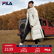 FILA 斐護科技|斐樂(lè )官方女士長(cháng)款羽絨服舒適保暖連帽外套 云菇白-WT 170/88A/L