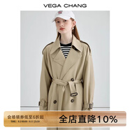 VEGA CHANG風(fēng)衣女中長(cháng)款2025秋季知識分子大衣小個(gè)子英倫風(fēng)外套 摩卡棕 XS