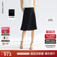 朗姿醋酸氣質(zhì)高級感黑色魚尾裙a字短裙2025年夏季新款獨(dú)特半身裙 黑色 2XL