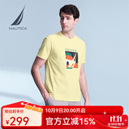 諾帝卡（NAUTICA）【商場(chǎng)同款】男裝24夏季多彩logo鏤空印花抑菌短袖T恤男TM4204 明黃色7CY XL