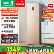 容聲253升一級(jí)能效三開(kāi)門(mén)小電冰箱家用小型風(fēng)冷無(wú)霜節(jié)能出租房宿舍BCD-253WD16NPA璀璨金家電國(guó)家補(bǔ)貼