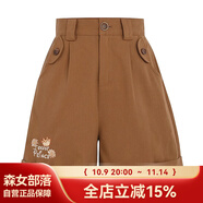 森女部落原創(chuàng)復(fù)古撞色文藝風(fēng)馬甲學(xué)生毛針織衫 深棕色短褲（單件） S