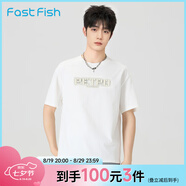 快魚(yú)男士純棉短袖t恤2025新款夏季簡(jiǎn)約純色舒適親膚休閑寬松大碼上衣 白色15T1028 XL