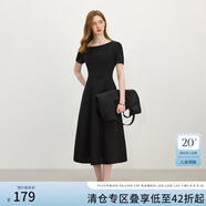 范思藍(lán)恩小黑裙夏氣質(zhì)通勤不易皺2025夏季新款易打理短袖裙子2778 黑色 M