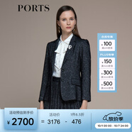 PORTS寶姿秋冬新品女裝長(zhǎng)袖中長(zhǎng)小西裝LM9J064NFF076 黑色混色 XS (2)