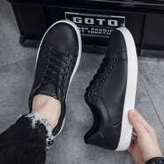 森馬（senma）2025新款百搭西裝小白鞋男潮鞋秋季透氣網(wǎng)眼打孔白色運動(dòng)休閑 黑色G52 40