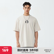CHINISM  CH赤塵美式?jīng)龈兴俑啥绦鋞恤男士夏季潮流寬松休閑五分袖上衣 卡其色 （基礎(chǔ)款） XL