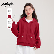 MJ STYLE插肩袖紅色過年衣服女2025新款秋季寬松短款小個(gè)子連帽外套開衫