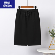 羅蒙秋冬季彈力半身裙百搭中長(cháng)包臀過(guò)膝大碼寬松休閑裙子通勤大碼春秋 黑色【春秋厚度】 常規 S 建議80-95斤