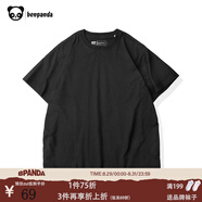 熊貓·本（ben.panda）純色短袖t恤男寬松圓領(lǐng)潮體恤衫夏純棉情侶半袖打底衫衣多穿 黑色 L