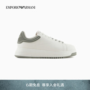 EMPORIO ARMANI/阿瑪尼官方旗艦新款男輕戶外厚底牛皮剖層革休閑運(yùn)動鞋秋季 U168-白色/灰綠色 42