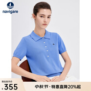 Navigare意大利小帆船女士T恤25春夏季新品時尚百搭體恤衫休閑簡約polo衫 克萊因藍 L