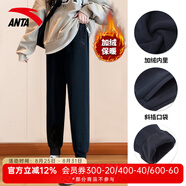 安踏女褲運(yùn)動(dòng)褲子女士秋季透氣親膚舒適針織收口衛(wèi)褲戶外運(yùn)動(dòng)休閑長(zhǎng)褲 【加絨保暖-收口褲腳】黑色-1 L 女170