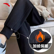 安踏女褲運動(dòng)褲子女士秋冬季款加絨加厚保暖親膚舒適針織衛褲休閑長(cháng)褲 【加絨Anta字母標收口】基礎黑-4 M 女165