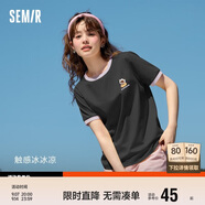 森馬羅小黑短袖T恤女印花俏皮上衣夏卡通圓領(lǐng)套頭衫109324100002