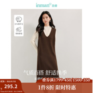 茵曼（INMAN）綿羊毛慵懶松弛V領(lǐng)無袖背心針織裙2025春秋女裝新品連衣裙長裙子 咖色 M