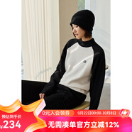 雲上生活「黑白配」拼色插肩袖字母半高領(lǐng)毛衣秋冬針織衫女A8897X 黑白拼色 L