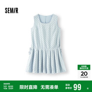 森馬（Semir）連衣裙女方領(lǐng)抽繩無袖背心裙可愛2025夏季波點(diǎn)花苞裙107425114061