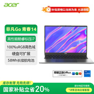 宏碁（acer）非凡Go青春 國(guó)家補(bǔ)貼20% 14英寸輕薄本 學(xué)生辦公筆記本電腦 (13代酷睿標(biāo)壓i7 16G 512G 高色域)灰