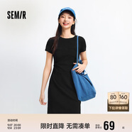 森馬（Semir）連衣裙女圓領(lǐng)收腰彈力針織裙2025夏刺繡休閑短裙辣妹109325114001