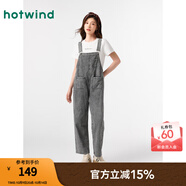 熱風(fēng)女褲牛仔背帶褲秋季新款女士時(shí)尚休閑學(xué)院直筒背帶牛仔長褲闊腿褲 09灰色 XL