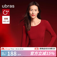 ubras倍暖圓領(lǐng)羊毛肌底衣套裝女士保暖內衣男士保暖褲打底秋衣秋褲子 【女款-羊毛倍暖】絲絨紅色 M