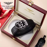 法莎尼亞2025新款法萊亞曼尼真皮男士奢侈品牌男潮年輕人皮帶十大名牌腰帶 槍色實(shí)木禮盒 110cm