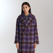 阿瑪施（AMASS）法式千金風(fēng)氣質(zhì)輕奢環(huán)保毛保暖小香風(fēng)外套冬5400830 紫色 XS (1)