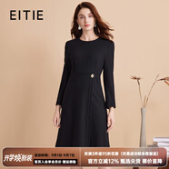 愛特愛（EITIE）氣質(zhì)高級感顯瘦純色羊毛呢連衣裙冬季新款A(yù)字正式裙7607303 極簡黑20 2XL 175