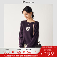 帕羅（PALUOPO）圓領(lǐng)套頭毛衣兔毛羊毛加厚字母提花長袖秋冬厚款保暖時尚針織毛衫 紫色 L 105