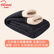 北極絨媽媽棉褲女冬加厚加絨寬松打底褲外穿中年老人高腰大碼東北保暖褲 方條格-約600克 4XL (建議130-145斤）