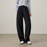 ESE-Y逸陽(yáng)軟糯香蕉褲女2025秋新款高腰直筒白色寬松長(cháng)褲休閑窄版糯米褲 黑色 32