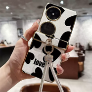 Puosik滿(mǎn)屏黑愛(ài)心適用華為pocket2手機殼PuraX折疊屏oppoN3flip三段掛繩vivoxflip皮紋榮耀三星zflip7小 三段荔枝紋-銀邊-L866滿(mǎn)屏黑色愛(ài) 三星GalaxyZFlip7