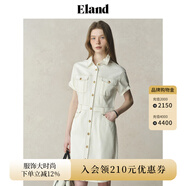 ELAND【100%棉】衣戀連衣裙女甜美H型微落肩中長款裙子25夏季新款 象牙白/白色(39)Ivory L /170