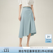 范思藍(lán)恩法式不規(guī)則a字半身裙女中長款設(shè)計(jì)感氣質(zhì)百褶裙24FS12104 油畫藍(lán) S