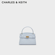 CHARLES&KEITH鱷魚紋凱莉包手提斜挎婚包包女包生日禮物CK2-50270880-1 Sea Salt Blue海鹽藍（新色） S