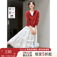 梵希蔓灰色連帽紐扣針織開衫女2025秋季新款抽繩毛衣外套長袖上衣 75067 紅色 S （建議90-100斤）