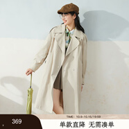 紫涵（ZIHAN）雙排扣中長(zhǎng)款風(fēng)衣女H型簡(jiǎn)約通勤氣質(zhì)大衣金屬扣 米色 XL