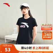 安踏（ANTA）【快干棉】T恤男女同款2025夏季情侶吸濕排汗LOGO寬松休閑短袖t恤 【女款-大logo】基礎(chǔ)黑8115-2 2XL /男185 女180