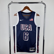 NBA VIBE-NIKE2024美國隊(duì)深藍(lán)色球衣籃球訓(xùn)練服速干透氣運(yùn)動(dòng)背心 6號(hào)詹姆斯 XS 建議體重80斤-100斤